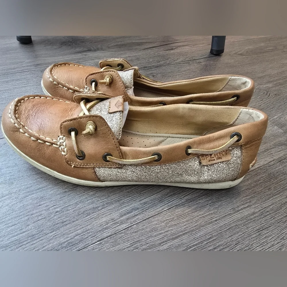 Sperry Coil Ivy Sparkle Boat Shoes Size 8.5 Coastal Nautical Fishercore